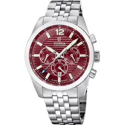 Festina Quarz Herren Timeless Chronograph F20742/6 - rot,Edelstahl - 43.8mm