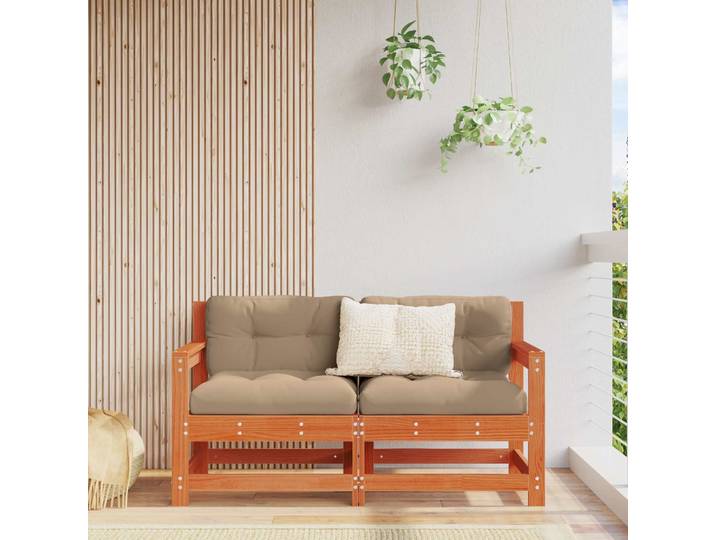 vidaXL Gartenecksofa Massives Kiefernholz Wachsbraun