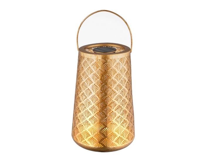 Ambia Garden Solarleuchte Marakesh, Goldfarben, Metall, Kunststoff, rund, 42 cm, RoHS, CE, mit Schalter, Timerfunktion, tragbar, Ladeanzeige, Lampen & Leuchten, Außenbeleuchtung, Solarleuchten