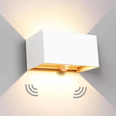 Silver Stone Store Waterproof LED Outdoor Wall Lamps, Motion Sensor, Adjustable Wall Light, Black White Indoor Outdoor Lighting warm White white
