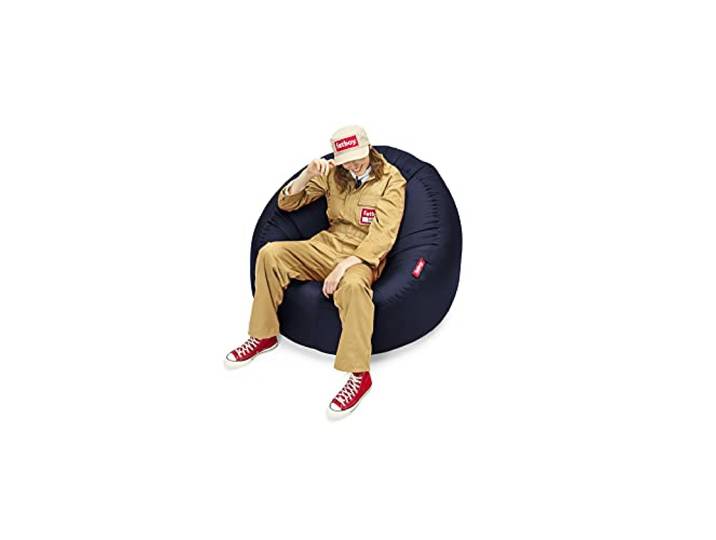 Fatboy Lamzac O Aufblasbarer Sessel - 110 x 103 x 62 cm - Dunkelblau Aufblasbare Couch Klein, Keine Luftpumpe Nötig, Indoor & Outdoor Sitzsack, Wasser, & Schmutzabweisender Sessel, Polyester