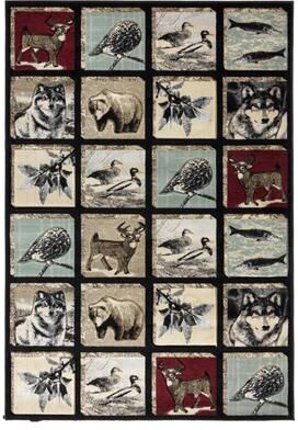 MDA Rugs Wild Life Collection Black/Beige Area Rug