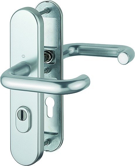 HOPPE FH-Schutz-Drückergarnitur mit Langschild Paris FS-138F/3332ZA/3310, Aluminium 3919602