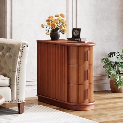 OEM 3-Drawer Wooden End Table, Slim Sofa/Chair Side Table Nightstand for Living Room & Bedroom