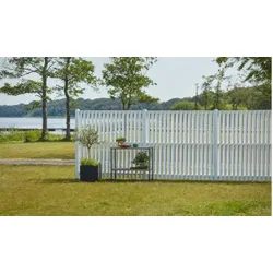 Sichtschutzelemente Nagano - 90 x 180 cm Zaun, senkrechte Rankgitteroptik - Sichtschutz aus Kiefer/Fichte in weiß - Holzzaun für Sichtschutz im Garten
