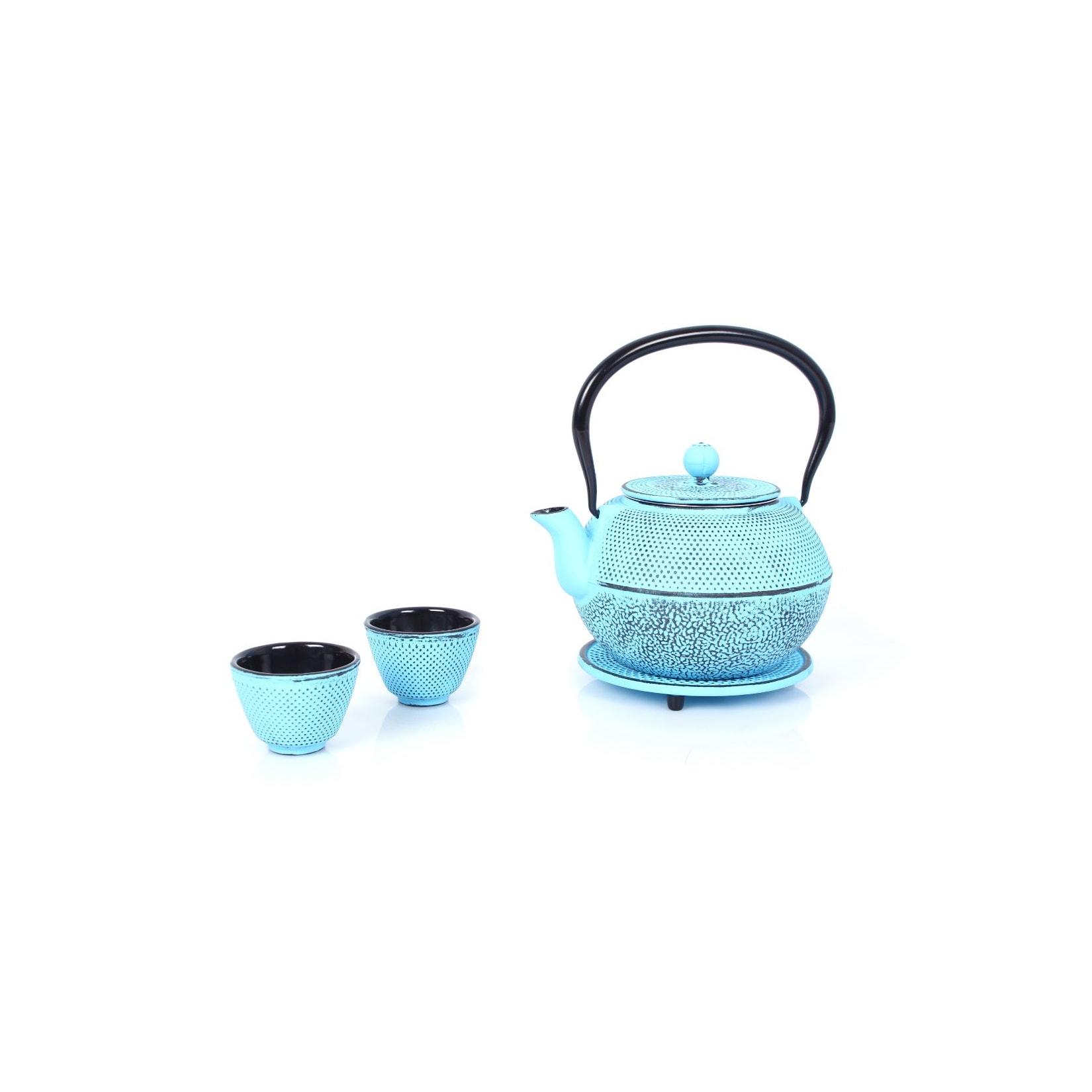 Teeservice aus Gusseisen hellblau 1,1L