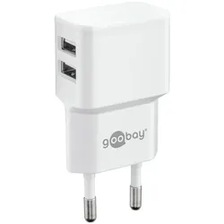 goobay Dual USB-Ladegerät 2,4 A weiß weiß, 3.7x2.24x7.15 cm