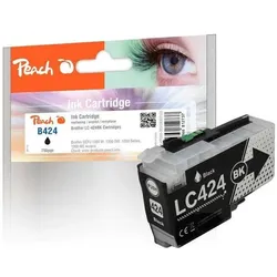 2x Peach, Druckerpatrone, Brother Patrone LC-424 black kompatibel (BK)
