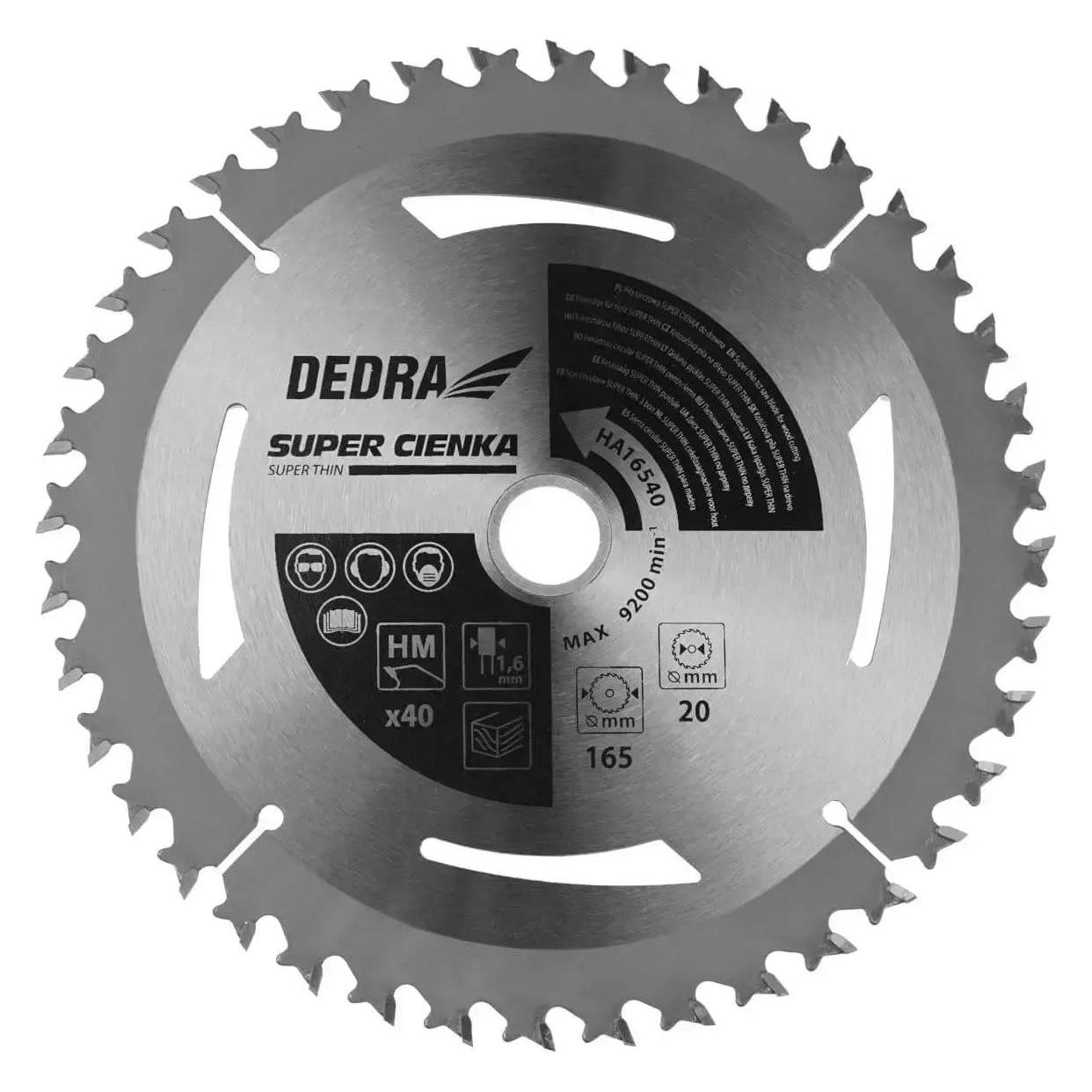 Dedra Superdünnes TCT-Sägeblatt für Holzschnitt 185x20x1,1x1,6x24T (HA18524)