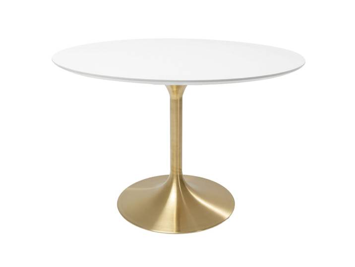 Table à manger 6 personnes ronde blanche et dorée d120