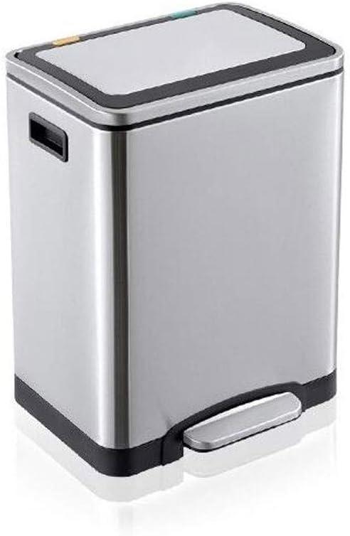 Silecomplaza Mülleimer Mit Deckel Klassifizierter Mülleimer 2 X 15 Liter Edelstahl-Treteimer for Hotelküche Mülleimer Chrom 30L Abfalleimer