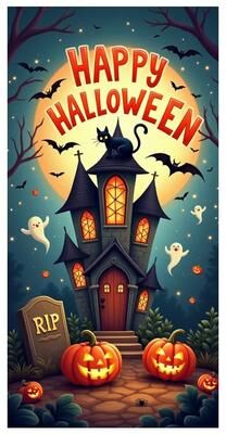 Uplift Picks Haunted Cemetery Halloween Door Cover Banner 21 90x185 Cm