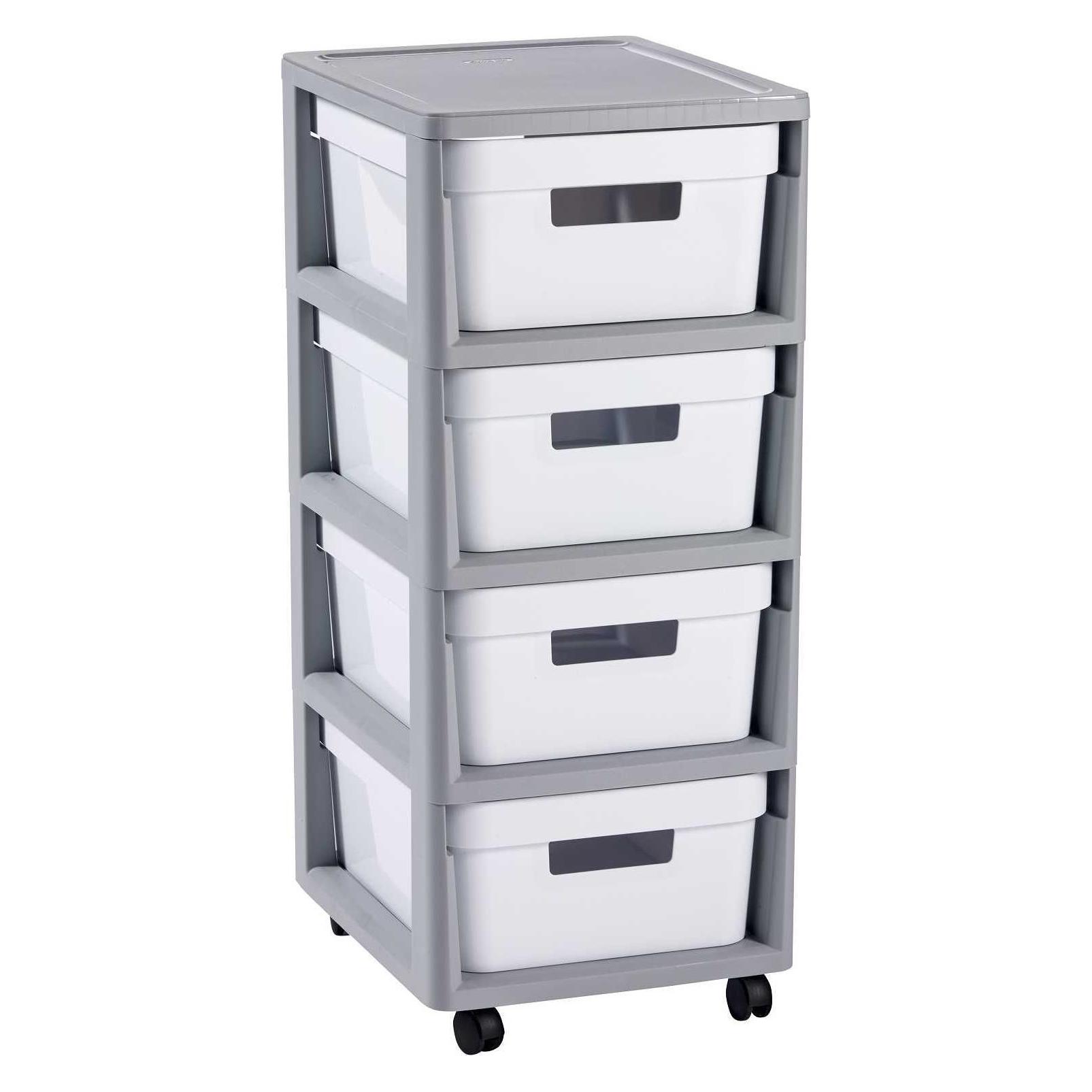 Curver Infinity 4 x 10 L à roulettes avec Quatre tiroirs à roulettes Chariot d'appoint (3253924355016)