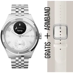 WITHINGS - SCANWATCH NOVA - BRILLIANT - Silver / 39mm + Gratis Fluorelastomer-Armband sand