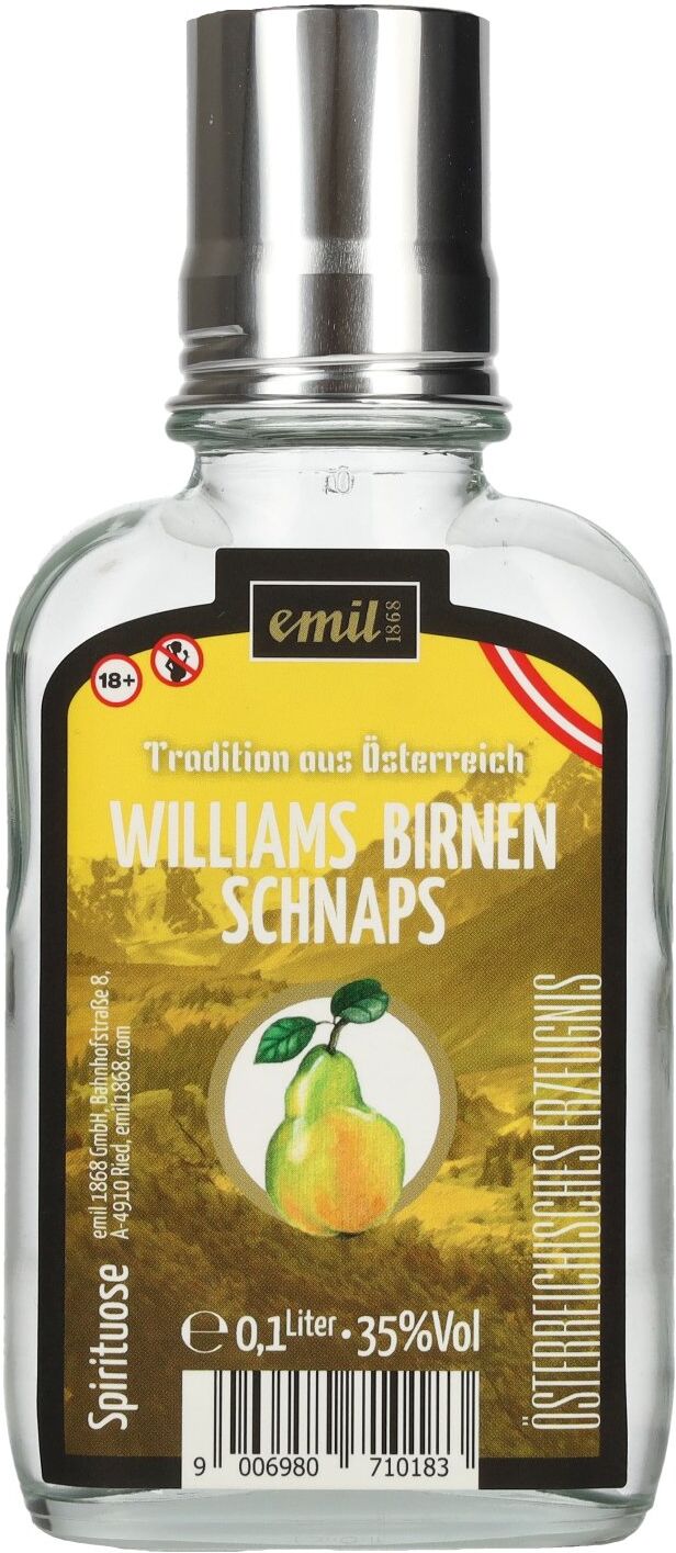 emil 1868 Williams Birnen Schnaps 35% Vol. 0,1l in Taschenflasche