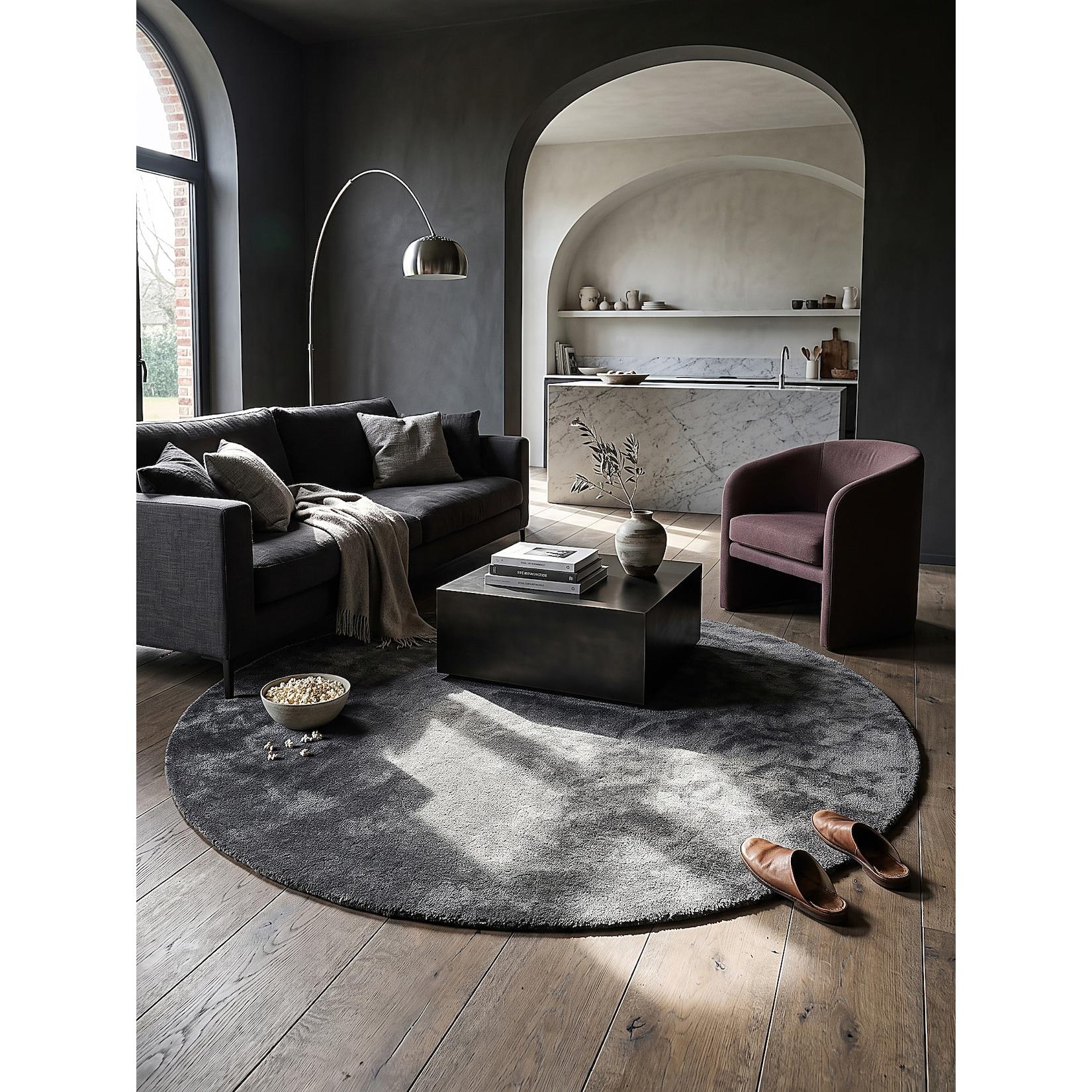 Teppich Hochflor Anthrazit 160x160 cm - ALDAN Kadima Design