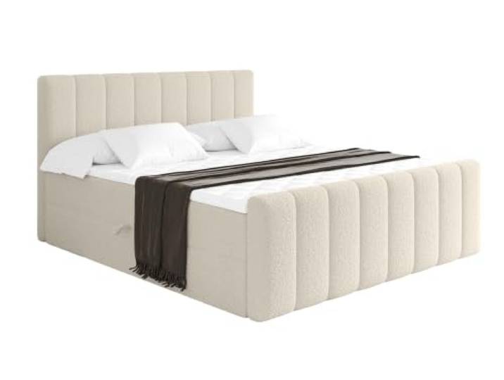 ALTDECOR Boxbett mit H4-Matratze OTTA-Z - 120x200 - Beige Lattenrost, Topper, Boxspringbett mit Bettkasten, Bett mit Stauraum, Doppelbett, Polsterbett