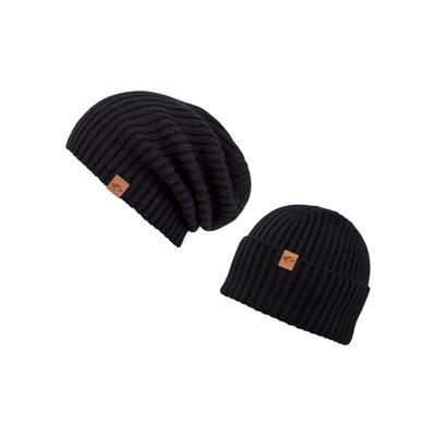 Beanie CHILLOUTS "Justin Hat", Herren, schwarz, Strick, Kunstfaser, unifarben, Mützen Beanie, mit Chillouts-Logo am Saum