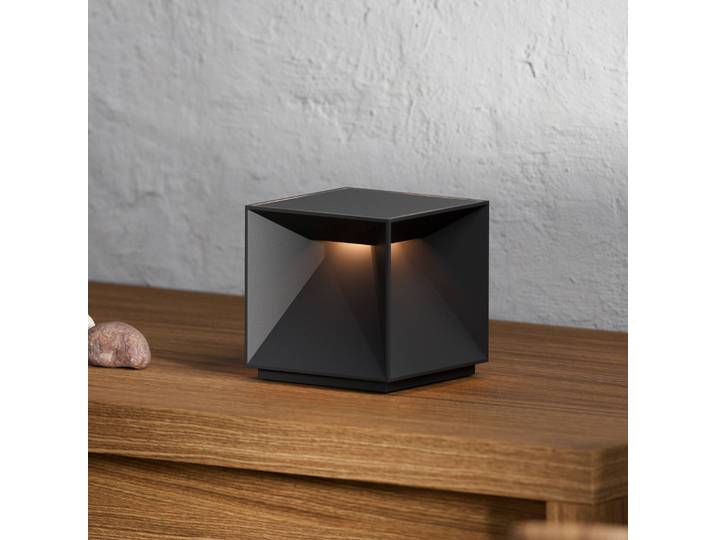 Sigor LED-Akku-Tischleuchte Nutalis, nachtschwarz, IP54, dimmbar, schwarz, Aluminium, Modern