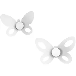 Butterfly - 2 Wandhaken Weiß, Stahl, Schmetterlingsdesign - Made in Italy