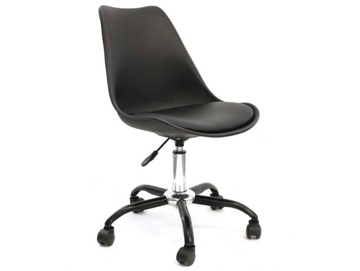 Chaise de bureau à roulettes noire assise polypropylène