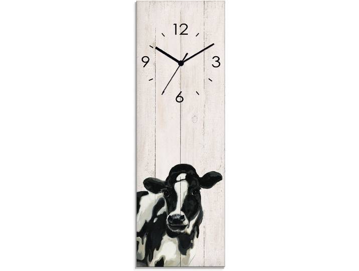 Wanduhr ARTLAND Kuh (in Holzoptik) , schwarz, B:20cm H:60cm T:1,8cm, Wanduhren, Wanduhr, wahlweise mit Quarz- oder Funkuhrwerk, lautlos ohne Tickgeräusche