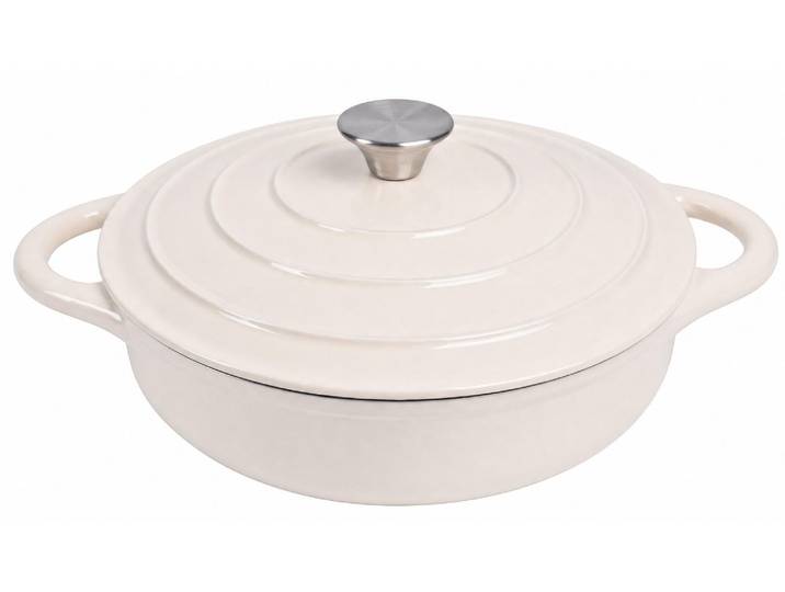 Bräter COCON COCON Bräter Gusseisen 4 L , beige, H:7cm Ø:28cm, Töpfe, Bräter