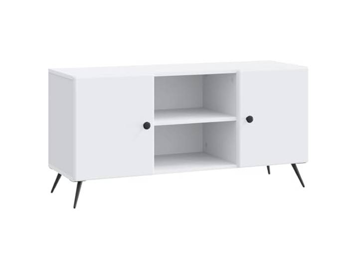 KGFHERENB TV Lowboard Weiß 102 x 34,5 x 50 cm TV Schrank Holzwerkstoff Stilvolles Sideboard mit 2 Schwenktüren und Regalfach für Wohnzimmer und Schlafzimmer. Belastbar bis 60 kg.