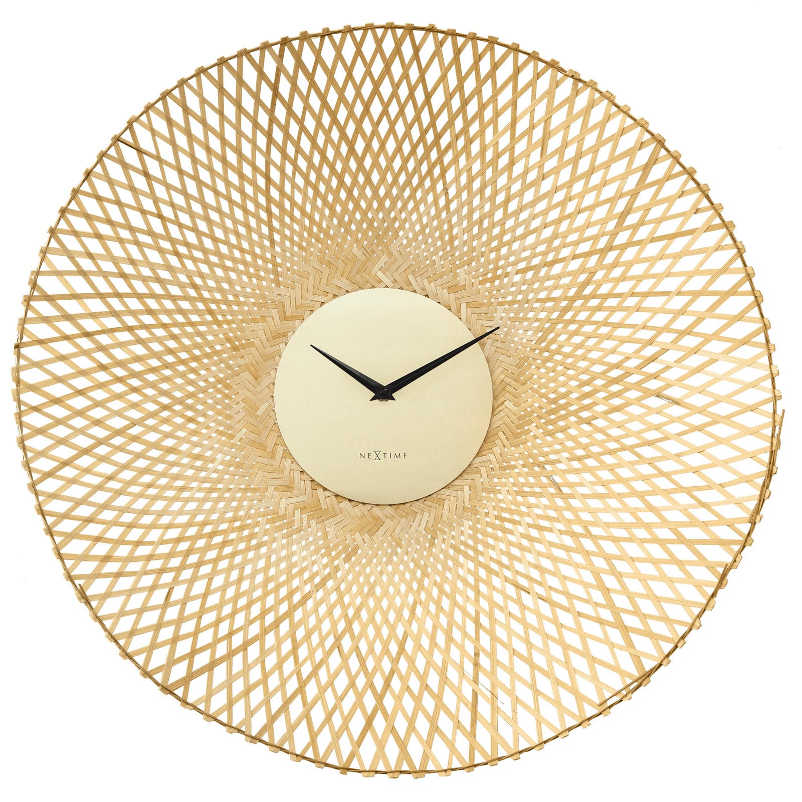 NeXtime Wandklok Bamboe Zwart/Bruin 60 cm Analoog Stille Uitvoering