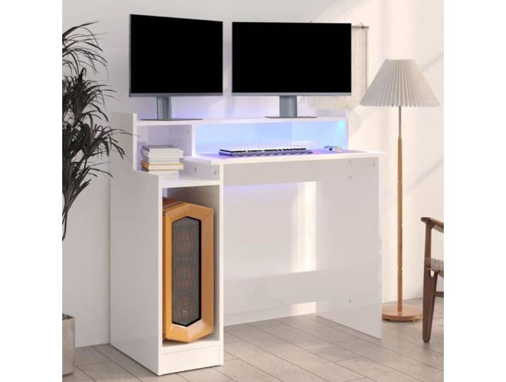 Bureau - FYDUN - YIN - 97x90x45cm - Bois d'ingénierie - Finition brillante - LED intégrées