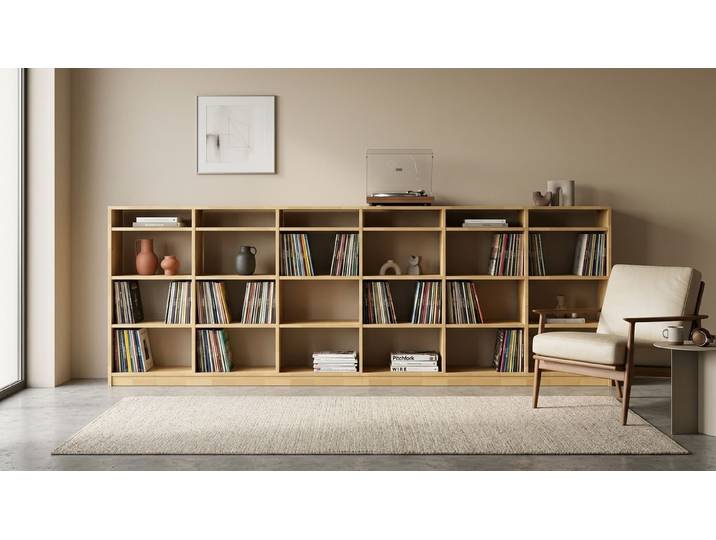 Schallplattenregal - Regal für Schallplatten mit vielen Optionen Buche Natur geölt