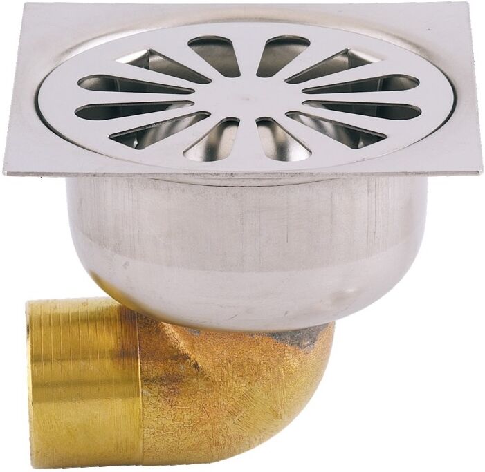 Siphon de sol grille inox sortie horizontale 100 x 100 mm D90 mm VALENTIN 00 460100 000 00