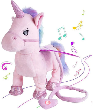 Playful Picks Magic Walking & Singing Unicorn Toy Interactive Plush Gift For Kids Pink