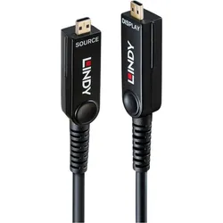 Lindy 100m Fbr Opt Hybr Micr HDMI Cbl (100 m), Videokabel, Schwarz
