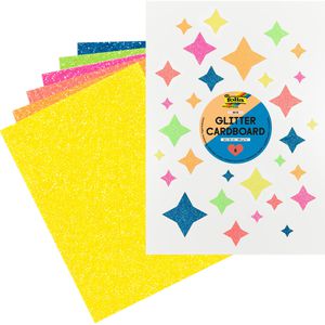 Folia Fotokarton Glitterkarton Neon, 24 x 34 cm, 6 Farben sortiert, 400g/m², 6 Blatt