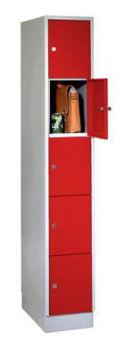 Wertfachschrank, mit Sockel, Fächeranzahl 5, Fachbreite 300 mm, Sicherheitszylinderschloss, feuerrot