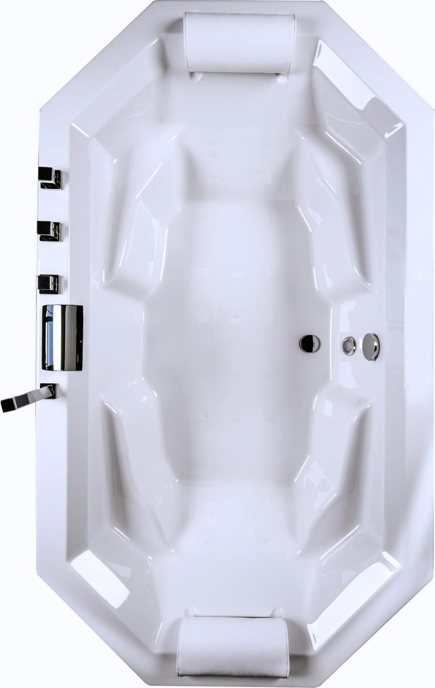 CARIBIA Badewanne Barbados 200x115 Wasserfall Armaturset, Füße, Ablaufgarnitur und 2x Kopfkissen GRATIS