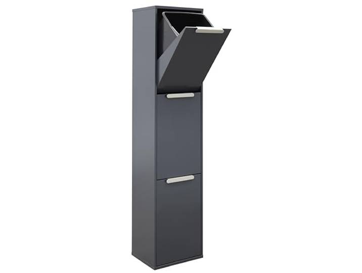 ARREGUI Ecoclas CR304-E Mülltrennsystem aus Stahl 3 Fächer Mülleimer für die Küche 3x17L (51L) 3 Fach Abfalleimer Herausnehmbare Inneneimer + Griff Recycling Schrank Mülltrennung anthrazit