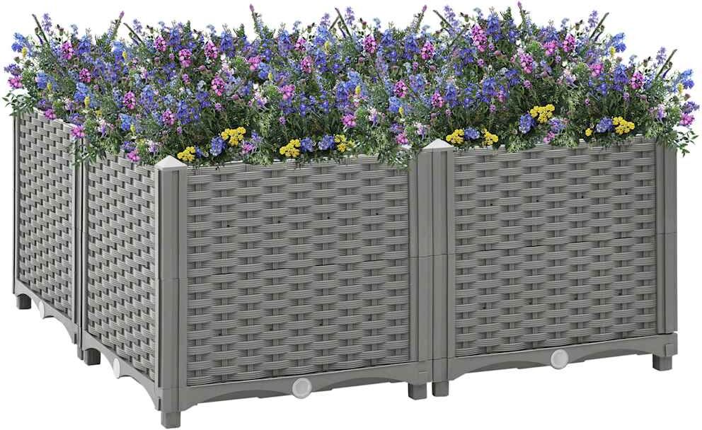 vidaXL Arriate polipropileno 80x80x38 cm Gris