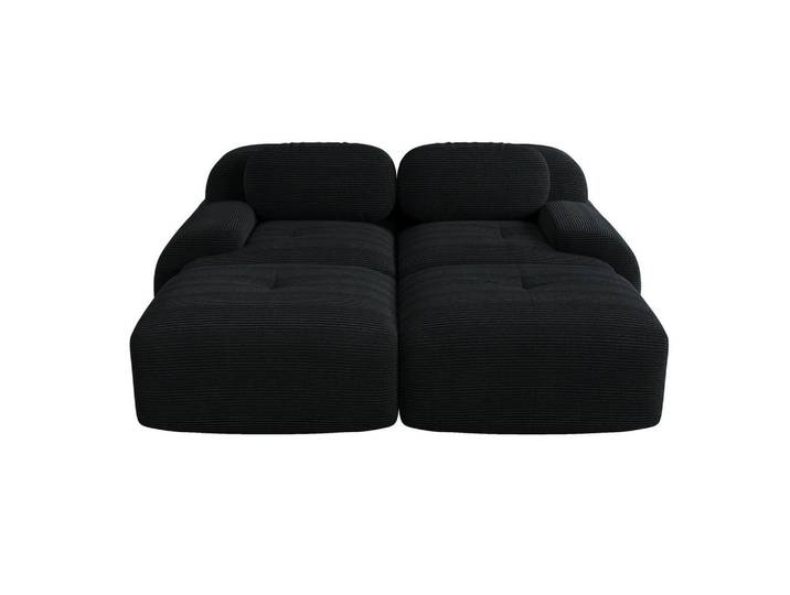 Redom Modulares Ecksofa rahmenlos mit ergonomischen Armlehnen, rutschfester Unterseite und Cordstoff, Schwarz, 208x178 cm, Wohnzimmer, Sofas & Couches, Wohnlandschaften, Ecksofas