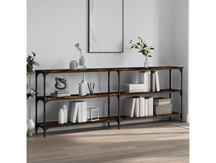 Konsolentisch Räuchereiche 200x29x75 cm Holzwerkstoff mit Metallrahmen Räuchereiche Optik, Holzwerkstoff, verstellbare Beine, Metallrahmen, viel Stauraum, Flur, Wohnzimmer