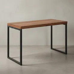 KADIMA DESIGN Industrie Schreibtisch, Sheesham-Massivholz/Metall, Handgefertigt, Materialmix
