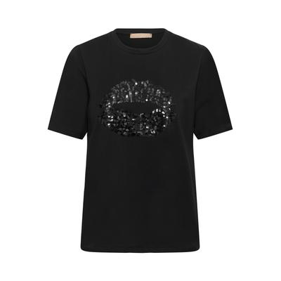 Blusentop CULTURE "Culture DK T-Shirt kurzarm CUBREE", Damen, Gr. M, schwarz (meteorite), Blusen Blusentop