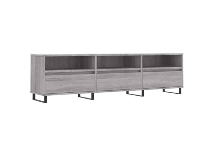 hliofuir TV-Schrank Grau Sonoma 150x30x44,5 cm Lowboard mit 6 Fächern Praktisches TV-Möbel mit Metallbeinen für Wohnzimmer und Schlafzimmer, bietet vielseitige Ablageflächen.