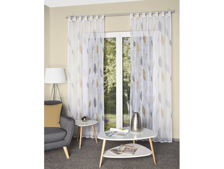 Vorhang HOME WOHNIDEEN PAOLO Gr. 2, gelb, B:140cm H:175cm, Voile, Polyester, Gardinen, Vorhang, Schlaufenschal bedruckt