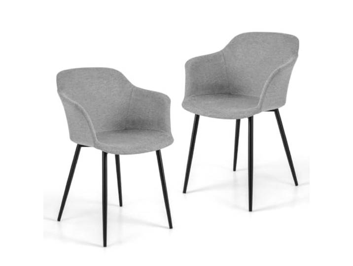 Helloshop26 2 skandinavische Esszimmerstühle, 60 x 53 x 82,5 cm, ergonomische Sitzfläche, modernes Design, Leinen, Weiß, 20_0018685