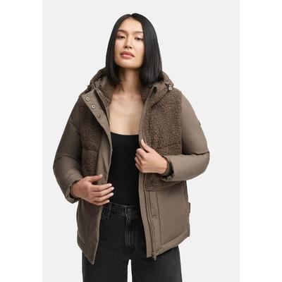 Winterjacke MARIKOO "Sheeta", Damen, Gr. M, braun (stone braun), Obermaterial: 100% Polyester. Futter: 100% Polyester. Wattierung: 100% Polyester. Ärmelfutter: 100% Polyester, Jacken Winterjacke, Kombination aus Teddyfleece und glattem Material