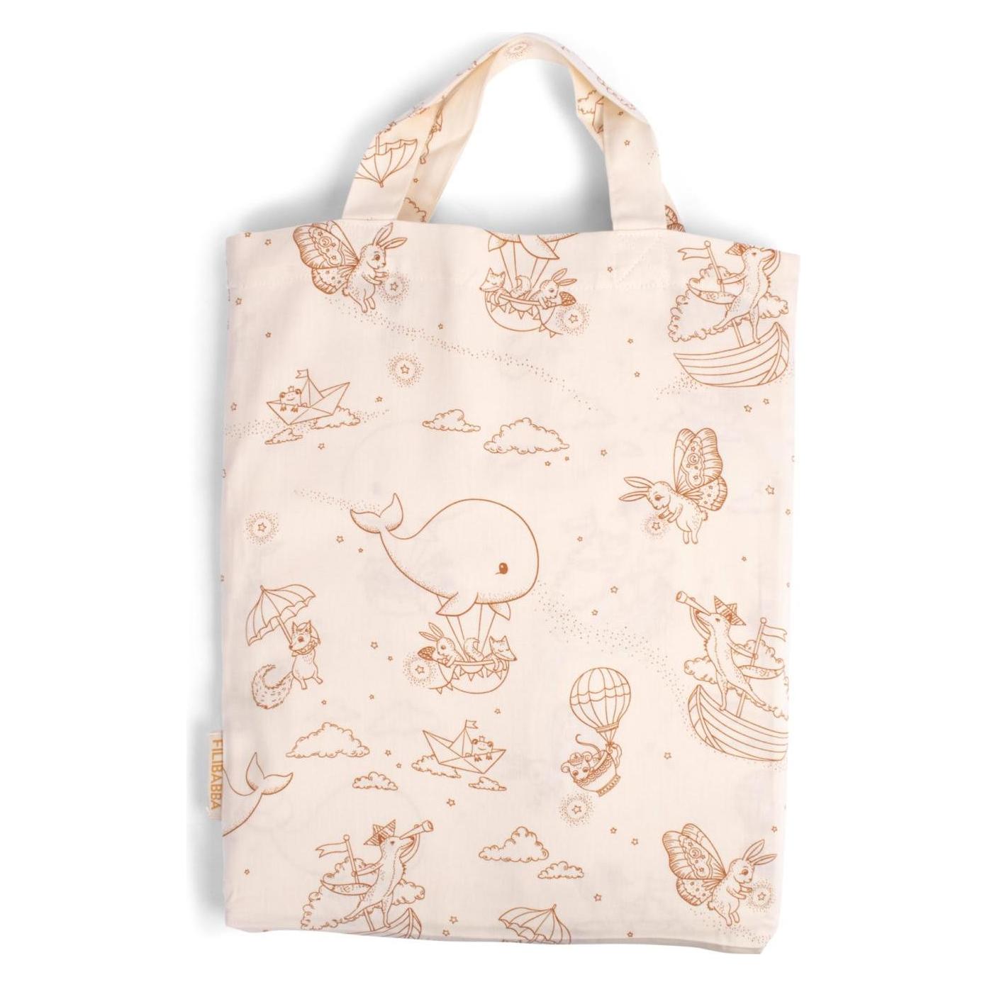 Filibabba - Junior bed linen GOTS - Dreamy Adventurers - Hvid - 100x140 cm (FI-03809) (140 x 100 cm, 45 x 40 cm) (FI-03809)