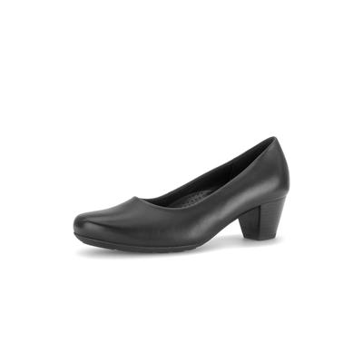 Pumps GABOR, Damen, Gr. 38,5, Leder Textil, schwarz, Kalbsleder, Schuhe Pumps, Trichterabsatz, Businessschuh in Mokassin-Optik, Weite G (=weit)