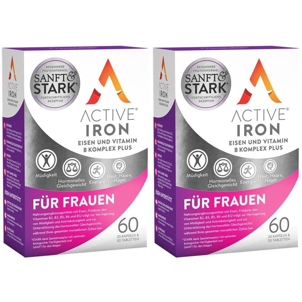 Active Iron Eisen und Vitamin B Komplex plus 2x 2x60 St Kombipackung
